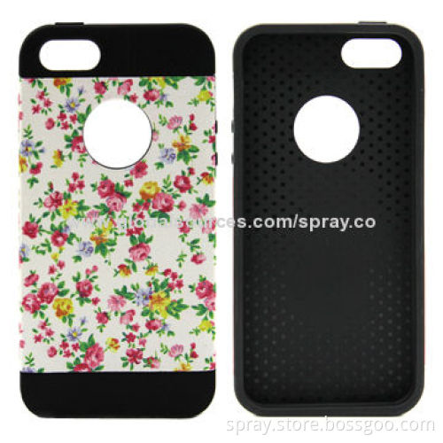TPU IMD Leather Finish Case for iPhone 5/5S with Flower Printed Pattern